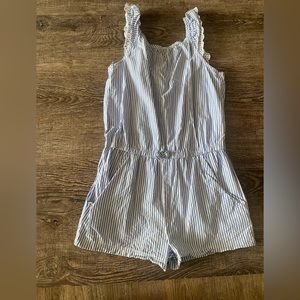 GIRLS blue and white striped romper